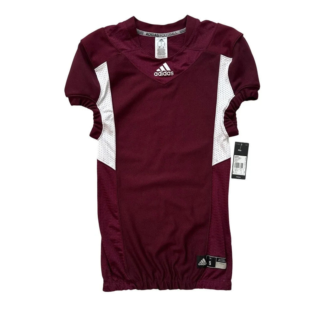 New Adidas Techfit Hyped Football Jersey Maroon White Athletic‎ Top Mens Small